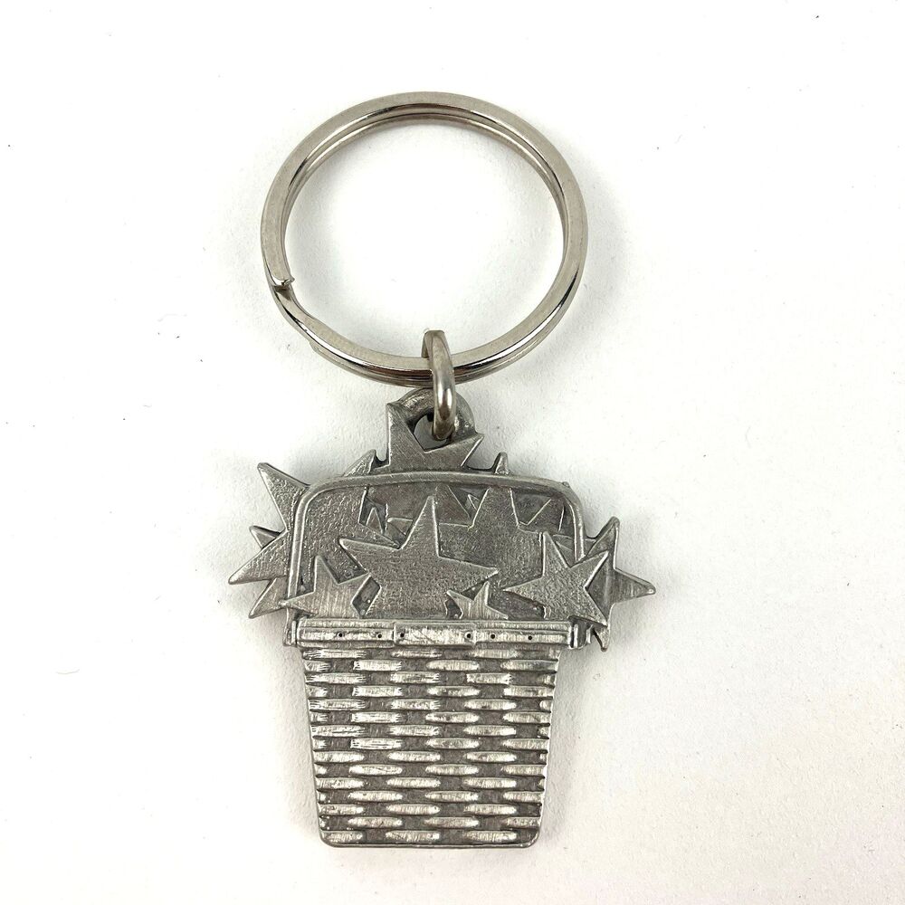Longaberger Metal Pewter Star Basket Key Chain | 1.5"